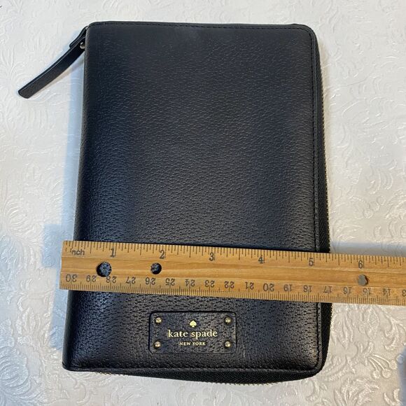 Kate Spade Black Leather 6 Ring Personal Organizer Planner - Picture 16 of 16